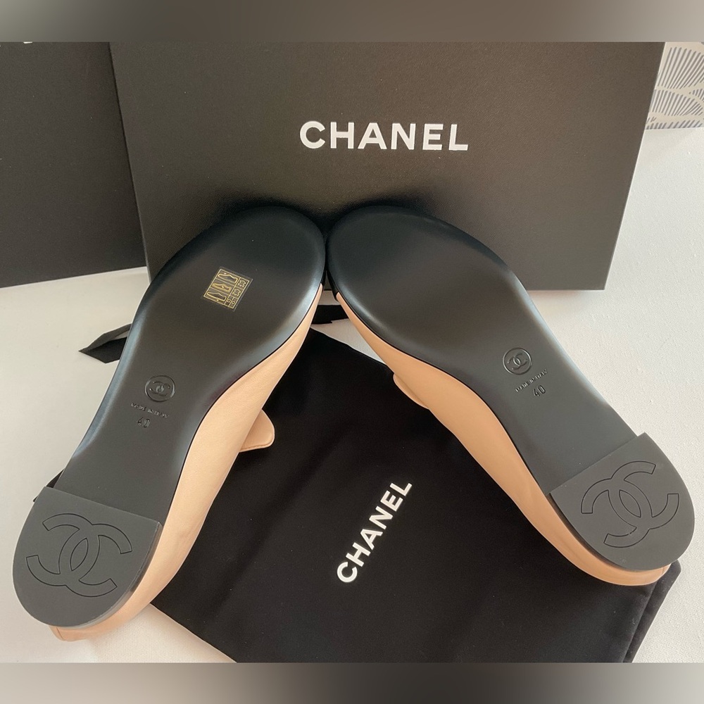 New CHANEL 25C  Lambskin Maryjane Bow Ballet Shoes - Picture 5 of 13